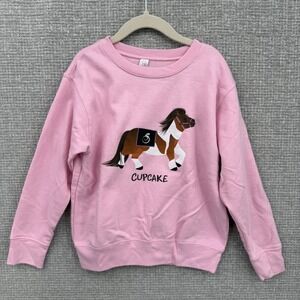 Kids Rabbit Skins Pink Pony Cupcake Graphic Sweatshirt Size 5/6